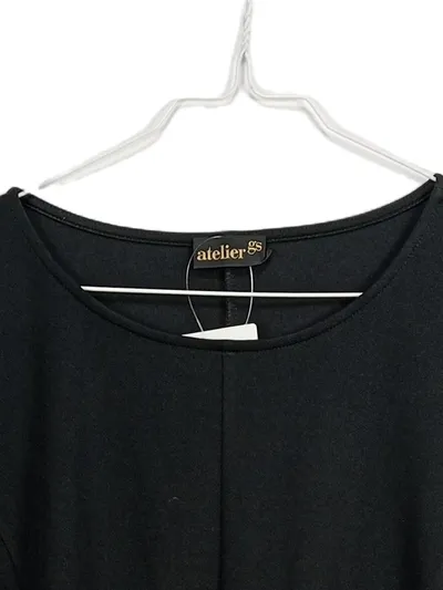 Atelier GS Damen T-Shirt Kurzarm Stretch Casual Schwarz Gr. 46/3XL