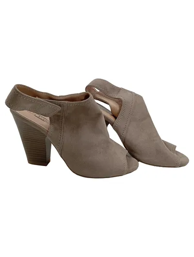 5th Avenue Damen Sandaletten Beige Gr. 38 Blockabsatz Peeptoe