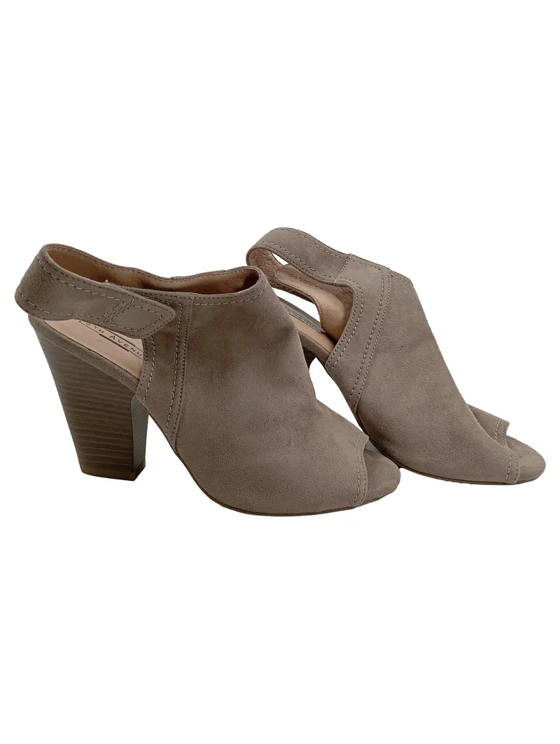 5th Avenue Damen Sandaletten Beige Gr. 38 Blockabsatz Peeptoe 1