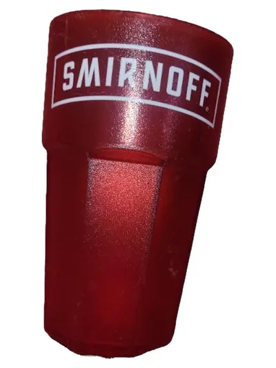 Smirnoff Schnapsglas Shotglas Rot Kunststoff Logo Print 13cm
