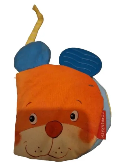 Coppenrath Stoffbuch Baby Fühlbuch mit Beißring Orange Blau 10.5 cm