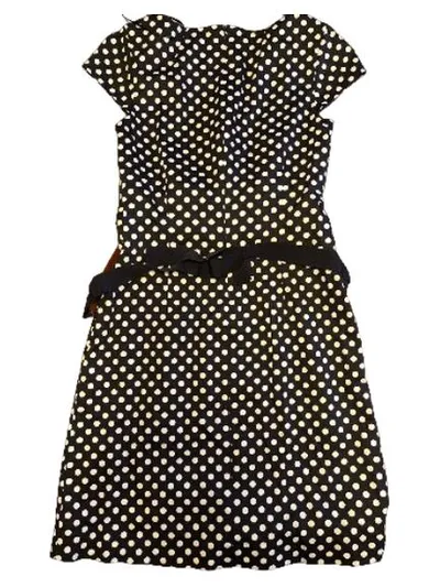 Comma Damen Kleid Gr. 36 Blau Weiß Polka Dots Retro mit Gürtel