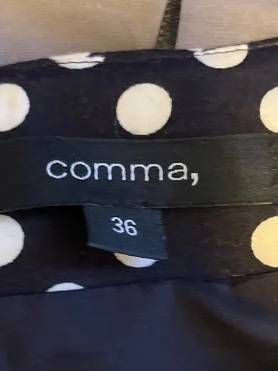 Comma Damen Kleid Gr. 36 Blau Weiß Polka Dots Retro mit Gürtel 4