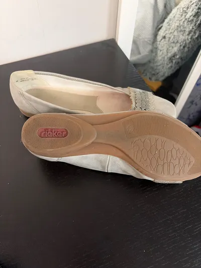 Rieker Ballerinas Damen Grau Leder Synthetik Slip-On Elegant Gr. 41