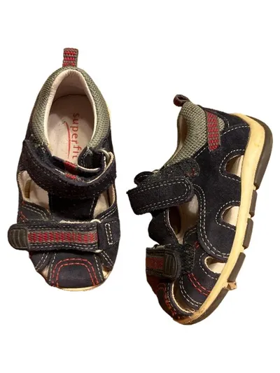 Superfit Sandalen Kinder Gr. 20 Blau Leder Klettverschluss Outdoor Alltag