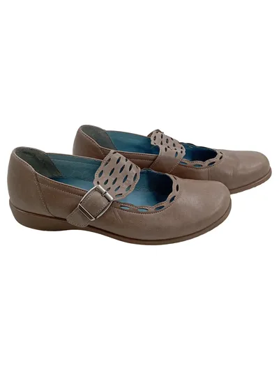 ara Soft Mary Jane Ballerinas Damen Gr. 37,5 Beige Leder Lochmuster