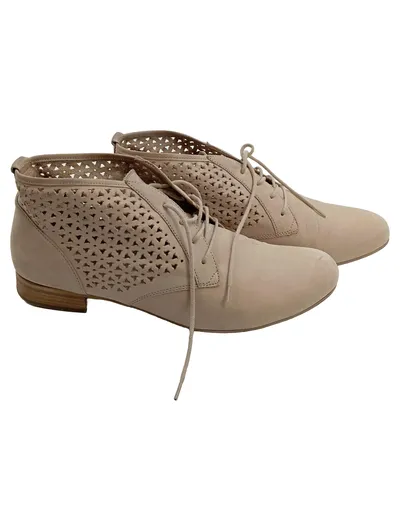 Gabor Damen Stiefelette Schnürer Lochmuster Leder Beige Gr. 41