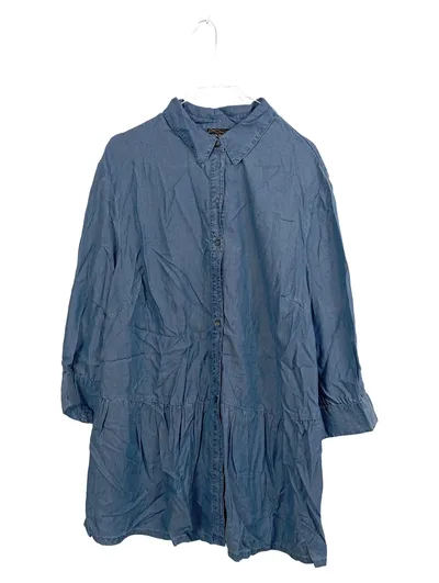 GOLDNER Jeanskleid Damen Lyocell Midikleid Hemdblusenkleid Blau 46