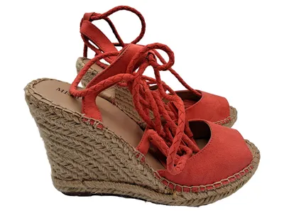 Merona Damen Espadrilles Keilabsatz Schnürung Rot Gr. 37,5 Sommer