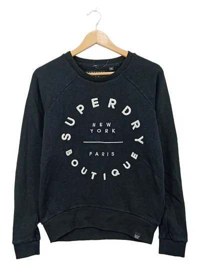Superdry Damen Pullover Sweatshirt New York Paris Boutique Gr. M Schwarz