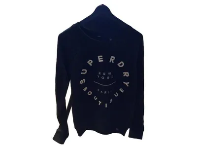 Superdry Damen Pullover Sweatshirt New York Paris Boutique Gr. M Schwarz