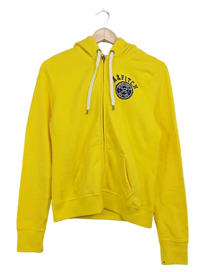 Abercrombie & Fitch Sweatjacke Damen Kapuze Logo Print Gelb L Baumwolle