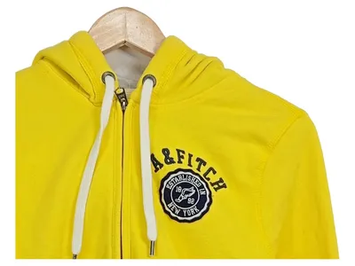Abercrombie & Fitch Sweatjacke Damen Kapuze Logo Print Gelb L Baumwolle