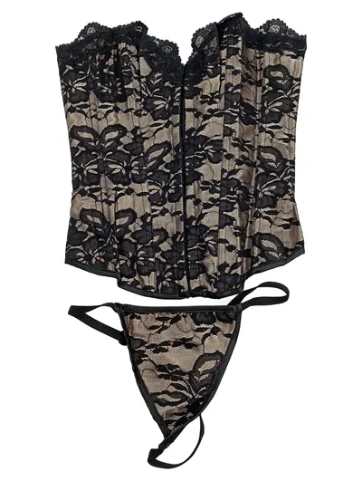 Vacodo Mieder Korsett Damen Spitze Floral Romantisch Schwarz S