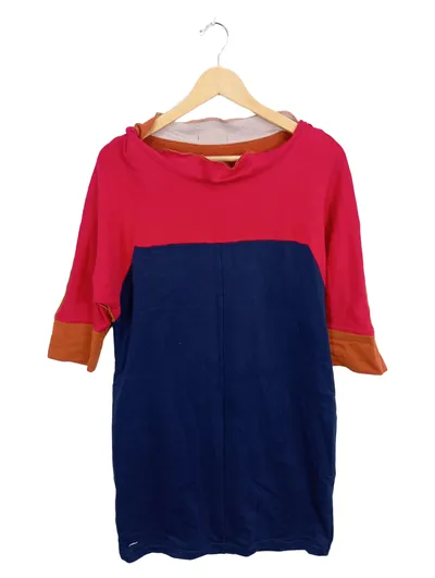 Lacoste Damen Kapuzenpullover Kleid Gr. 42/XL Rot Blau Orange Baumwolle