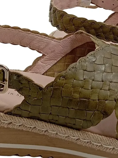 Kessil Damen Espadrille Leder geflochten Oliv Gr. 35