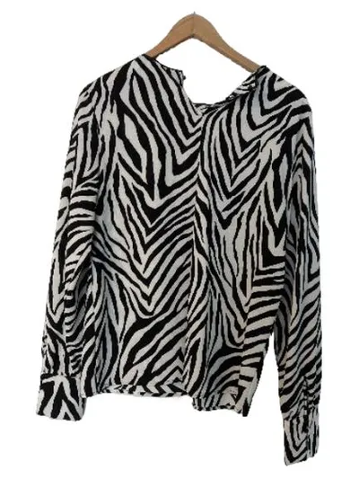 ORSAY Damen Langarmshirt Zebramuster Gr. 38 M Schwarz Weiß Animal Print