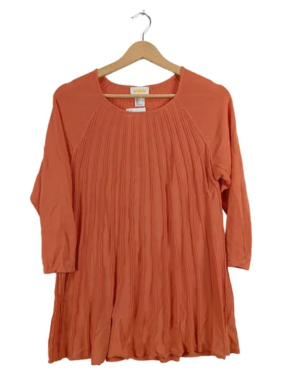 Ambria Damen Pullover Gr. 42/XL Orange Rippstrick 3/4-Arm Viskose