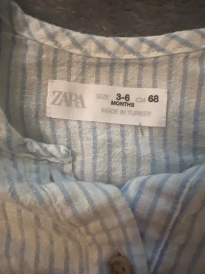 ZARA Baby Body Gr. 68 Langarm gestreift weiß blau Baumwolle Leinen