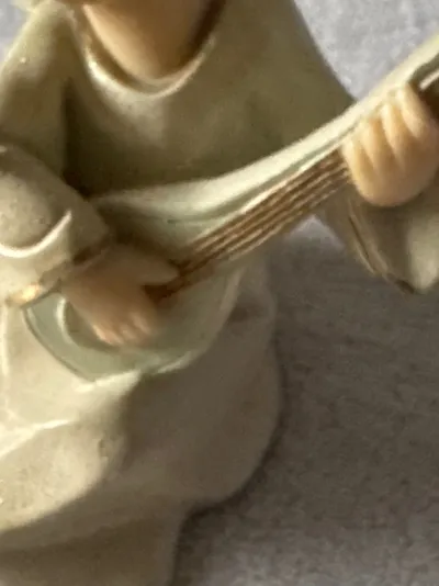 Gilde Engel Figur Laute Keramik Dekofigur Beige Nostalgisch 10cm Weihnachten