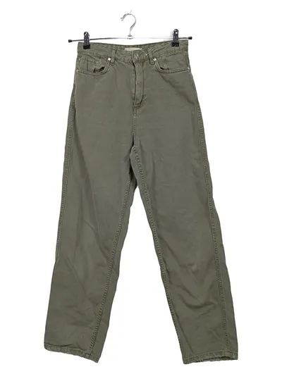 MNG Denim Damen Stoffhose Oliv Gr. 38 High Waist Casual Baumwolle