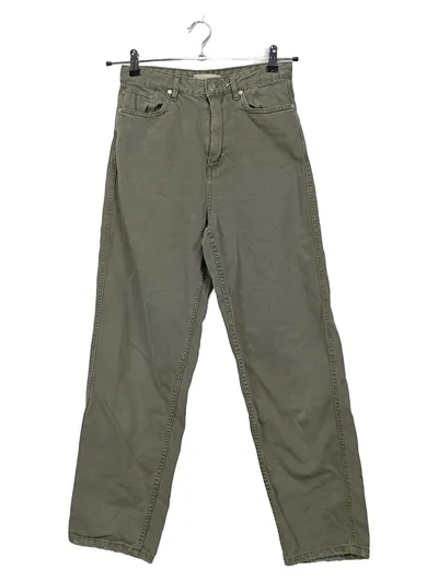 MNG Denim Damen Stoffhose Oliv Gr. 38 High Waist Casual Baumwolle