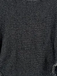 Abbino Damen Poncho Gr. M Grau Meliert Fransen Strick Casual 2