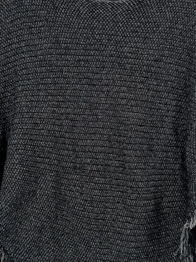 Abbino Damen Poncho Gr. M Grau Meliert Fransen Strick Casual