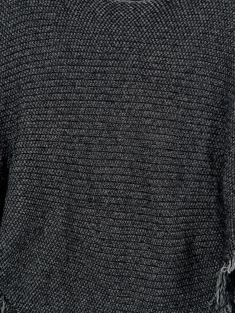 Abbino Damen Poncho Gr. M Grau Meliert Fransen Strick Casual 2