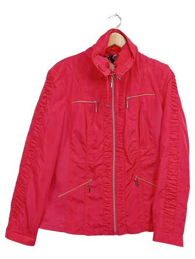 Canda Premium Damen Leichte Jacke Gr. 44 Pink Raffungen Reißverschluss