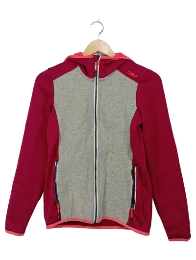 CMP Outdoorjacke Kinder Gr. 164 Fleecejacke Kapuze Rot Grau Sportlich