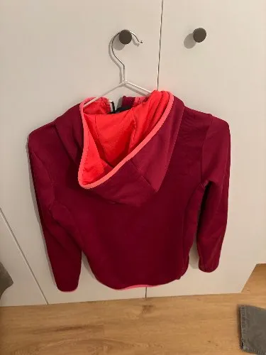 CMP Outdoorjacke Kinder Gr. 164 Fleecejacke Kapuze Rot Grau Sportlich