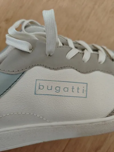Bugatti Sneaker Low Damen Leder Gr. 39 Weiß Schnürung Freizeit