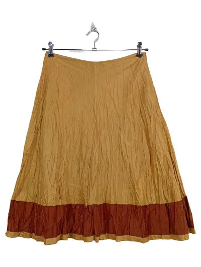 MAURICE ABOT Damen Seidenrock Faltenrock Gr. 44 Beige Bordeaux Elegant
