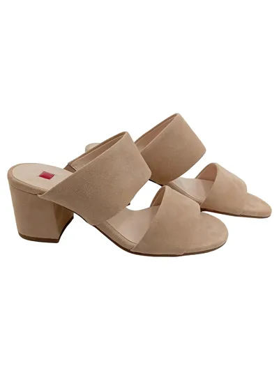 Högl Damen Sandaletten Elegant Beige Wildleder Gr. 35 Slip-On Absatz 7cm