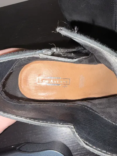 5th Avenue Damen Stiefeletten Schwarz Leder Gr. 41 Blockabsatz Schnalle
