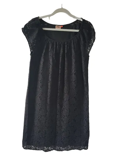 ONLY Spitzenkleid Damen Schwarz Gr. 34/XS Kurzarm Floral Baumwolle Party