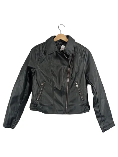 Cache Cache Kunstlederjacke Damen Gr. 38 Schwarz Biker Jacke