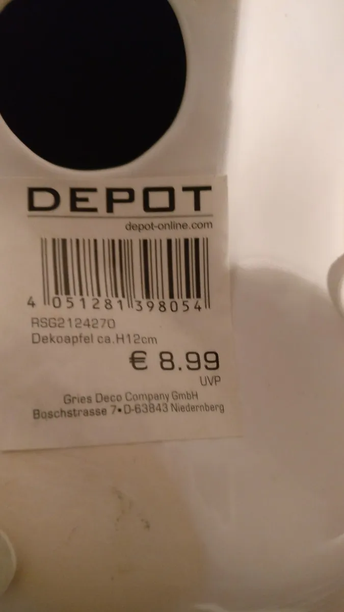 Depot RSG2124270 Dekofigur Apfel Keramik Weiß 12cm Minimalistisch 2