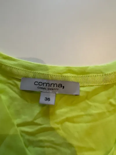 Comma Casual Identity Damen Bluse Gr. 36 Neongelb V-Ausschnitt 3/4-Arm