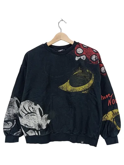 Desigual Pullover Damen Tiermotiv Oversized Baumwolle Schwarz S