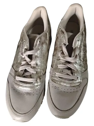 Reebok Classic Leather Damen Sneaker Beige Silber Metallic Gr. 37,5