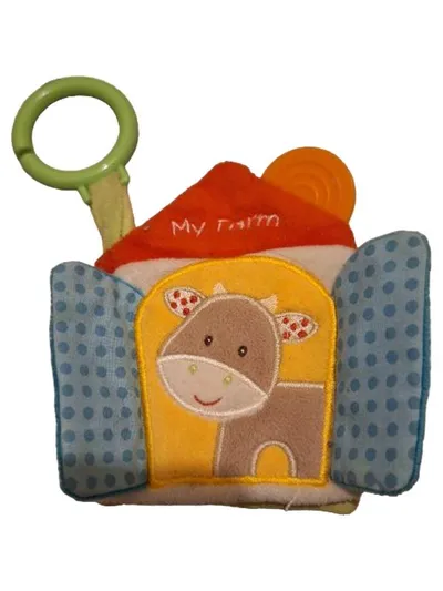 Beauty Baby Stoffbuch My Farm Kuh Bauernhof Baby Spielzeug Beißring 10 cm