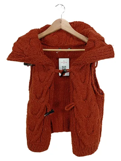 DRYKORN Strickweste Damen Gr. S Orange Wolle Alpaka Zopfmuster