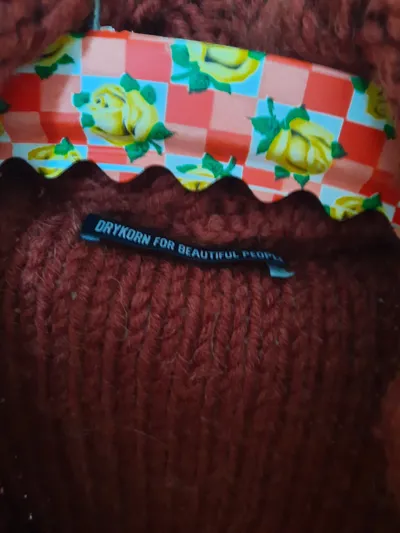 DRYKORN Strickweste Damen Gr. S Orange Wolle Alpaka Zopfmuster
