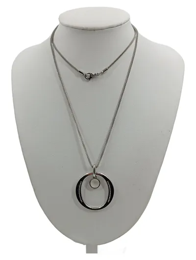 Skagen Damen Halskette Anhänger Silber Kreis 80cm Minimalistisch Metall
