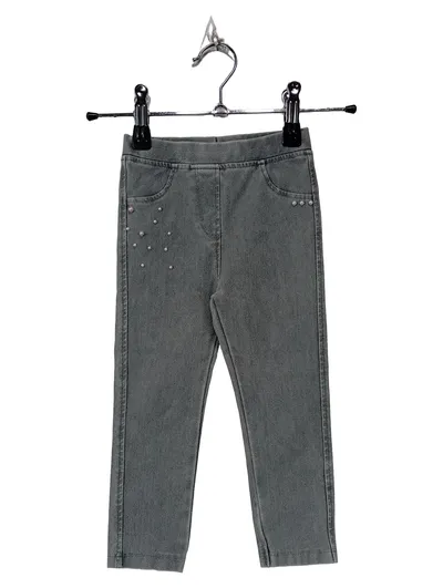 LC Waikiki Mädchen Jeans Slim Fit Gr. 86/92 Grau mit Perlen
