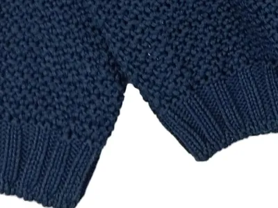 EDCO Damen Pullover Strickmuster Lochmuster Blau Gr. S Baumwolle
