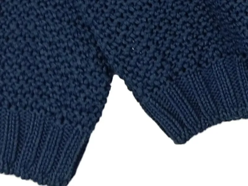 EDCO Damen Pullover Strickmuster Lochmuster Blau Gr. S Baumwolle 2