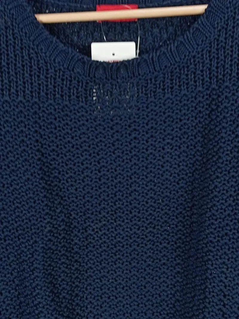 EDCO Damen Pullover Strickmuster Lochmuster Blau Gr. S Baumwolle 4